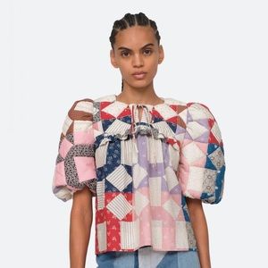 NWT Sea NY Nohr Quilt Puff Sleeve Top, size Small